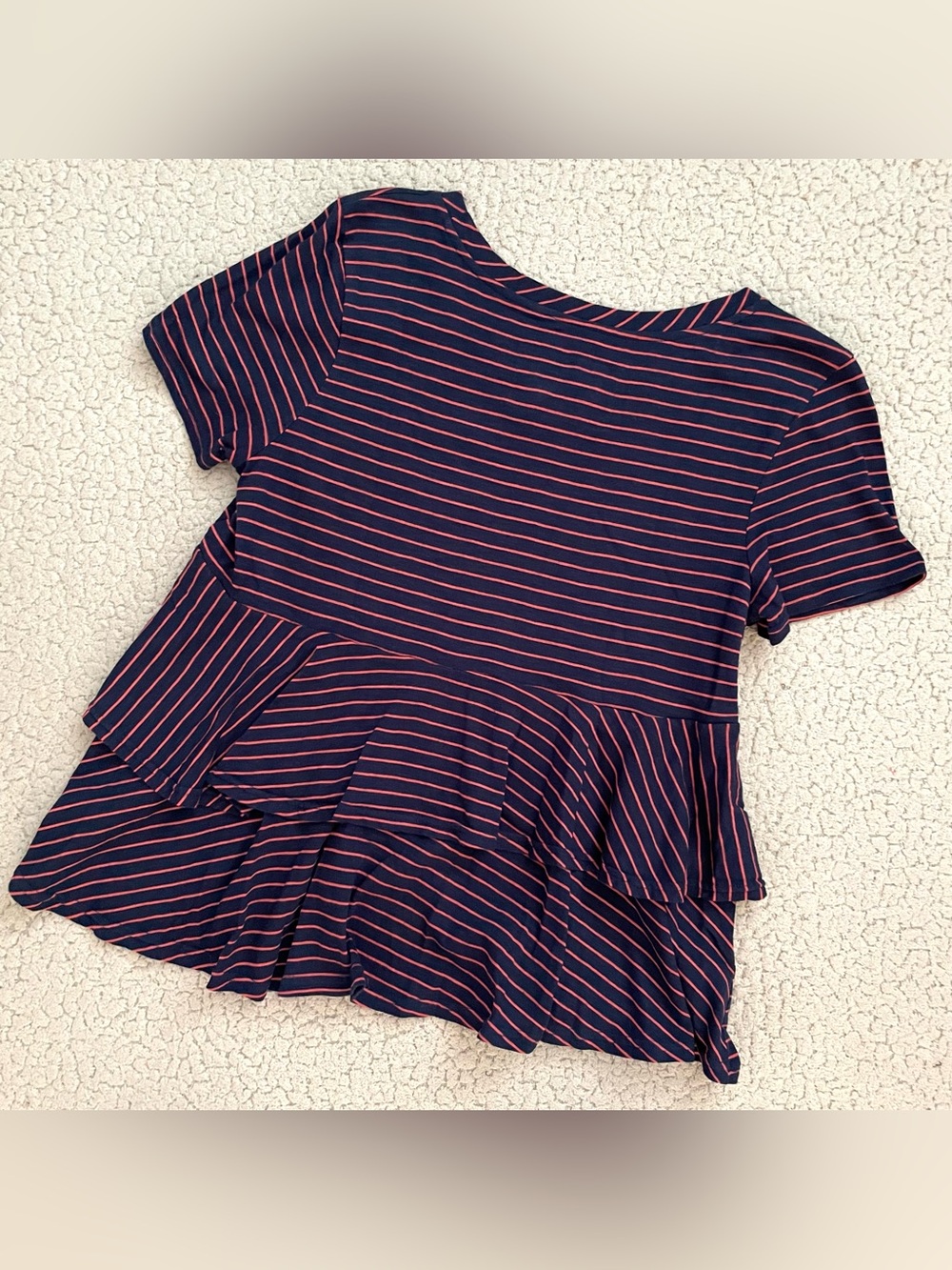 Anthropologie Striped Ruffle-back Crew Neck Short Sleeve Tee - Picture 3 of 8